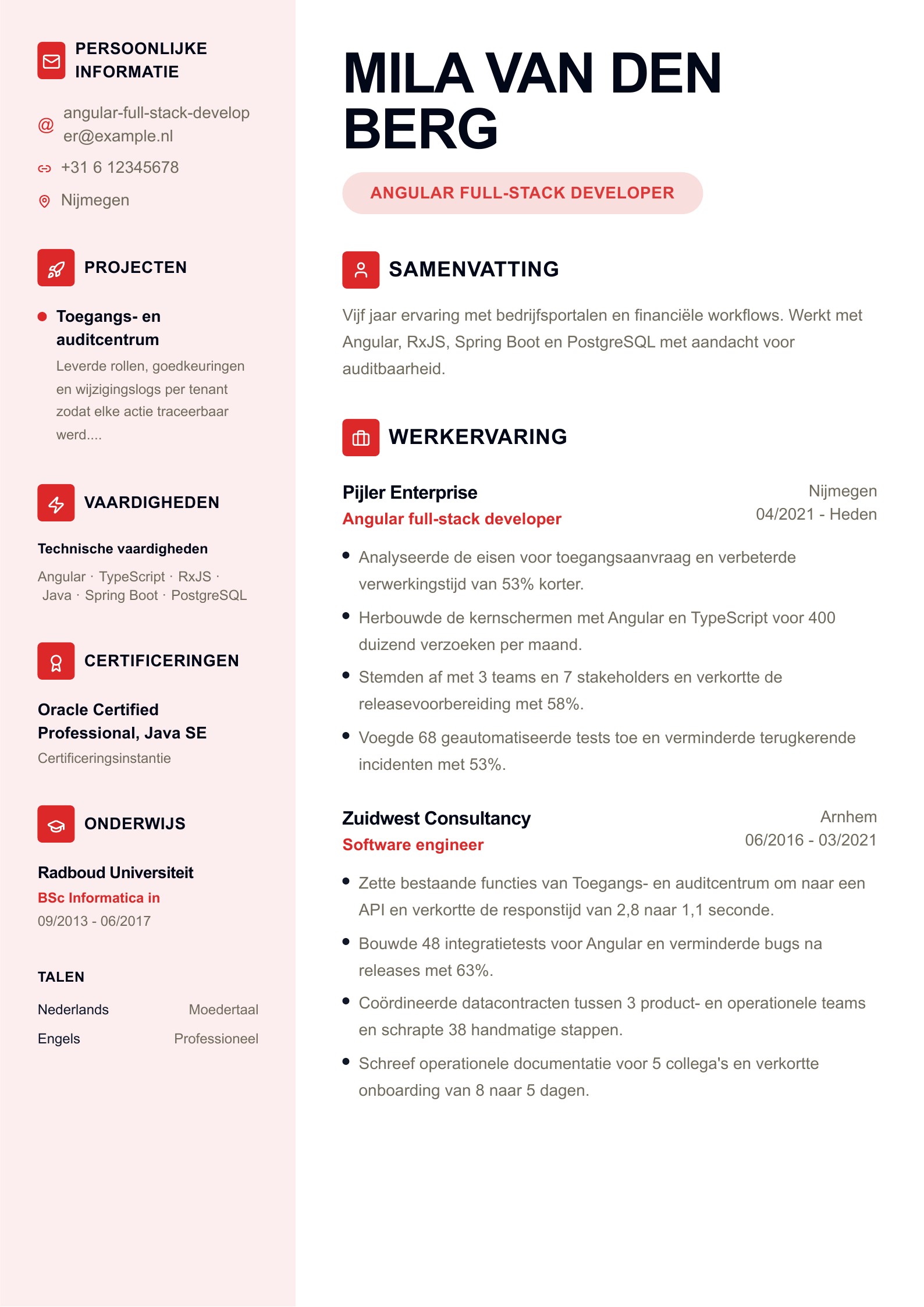 Voorbeeld van Nederlandse full-stack cv-voorbeelden PDF downloaden en online bewerken
