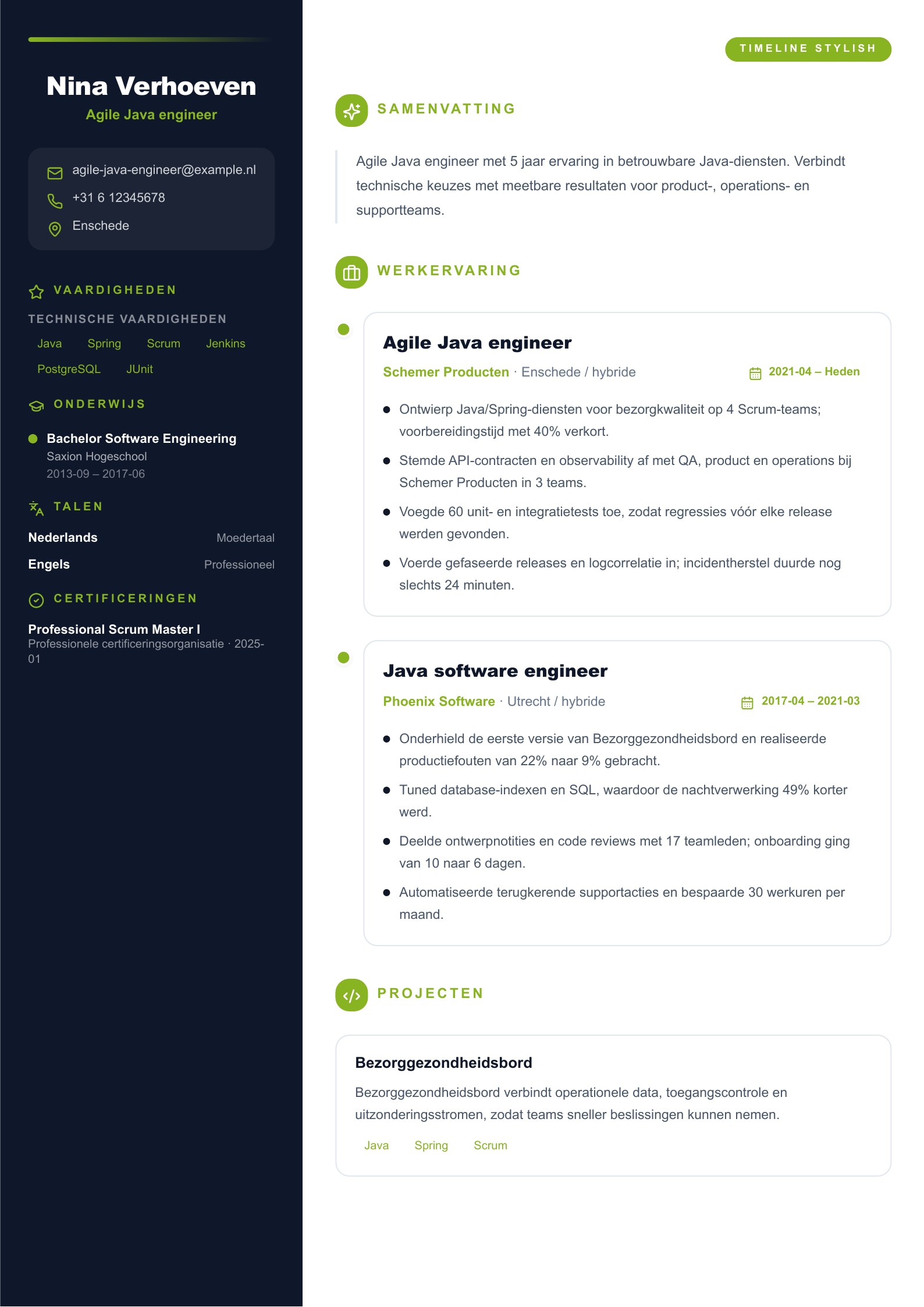Voorbeeld van Nederlandse Java cv-voorbeelden PDF downloaden en online bewerken