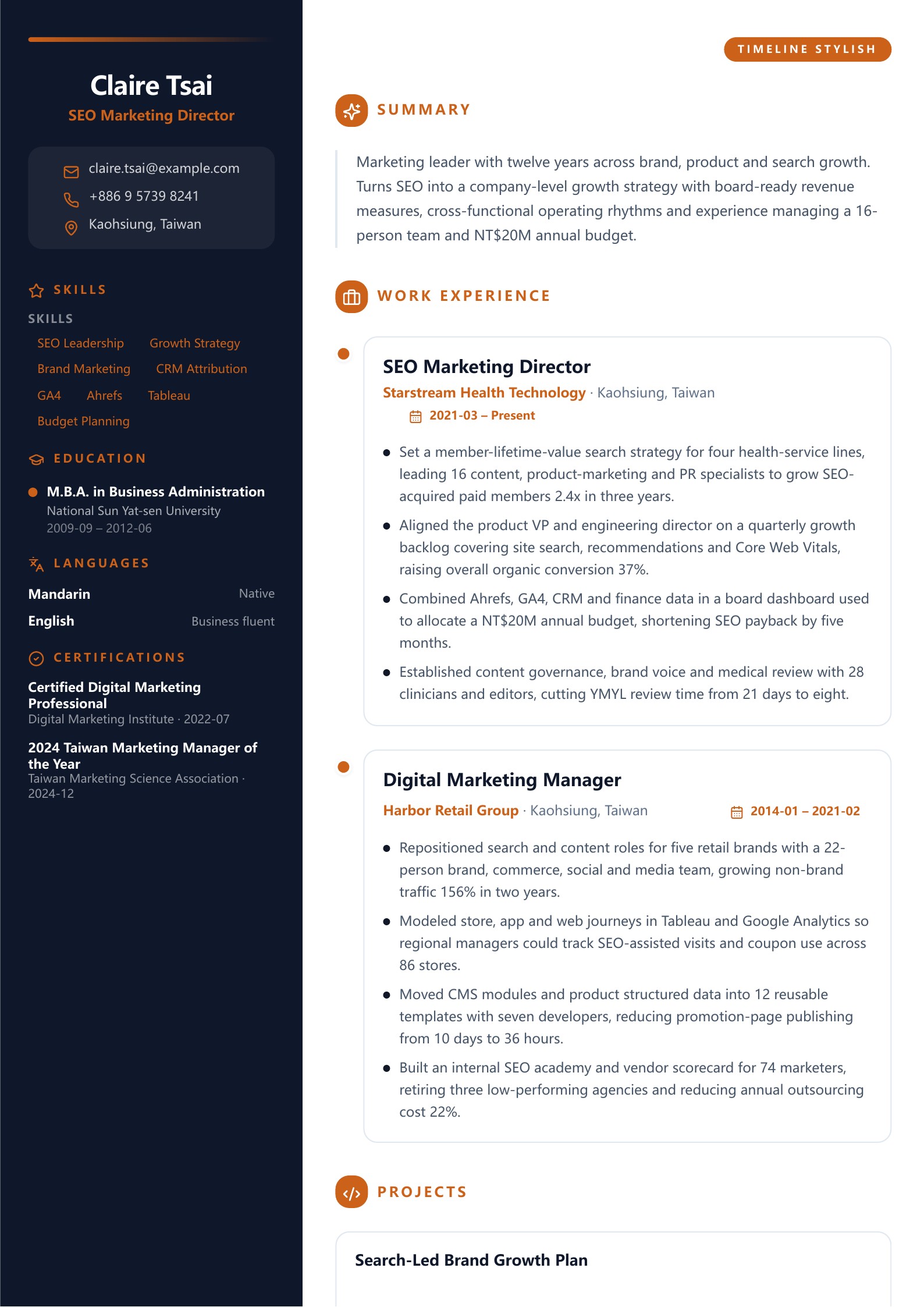 SEO Marketing Director Resume preview