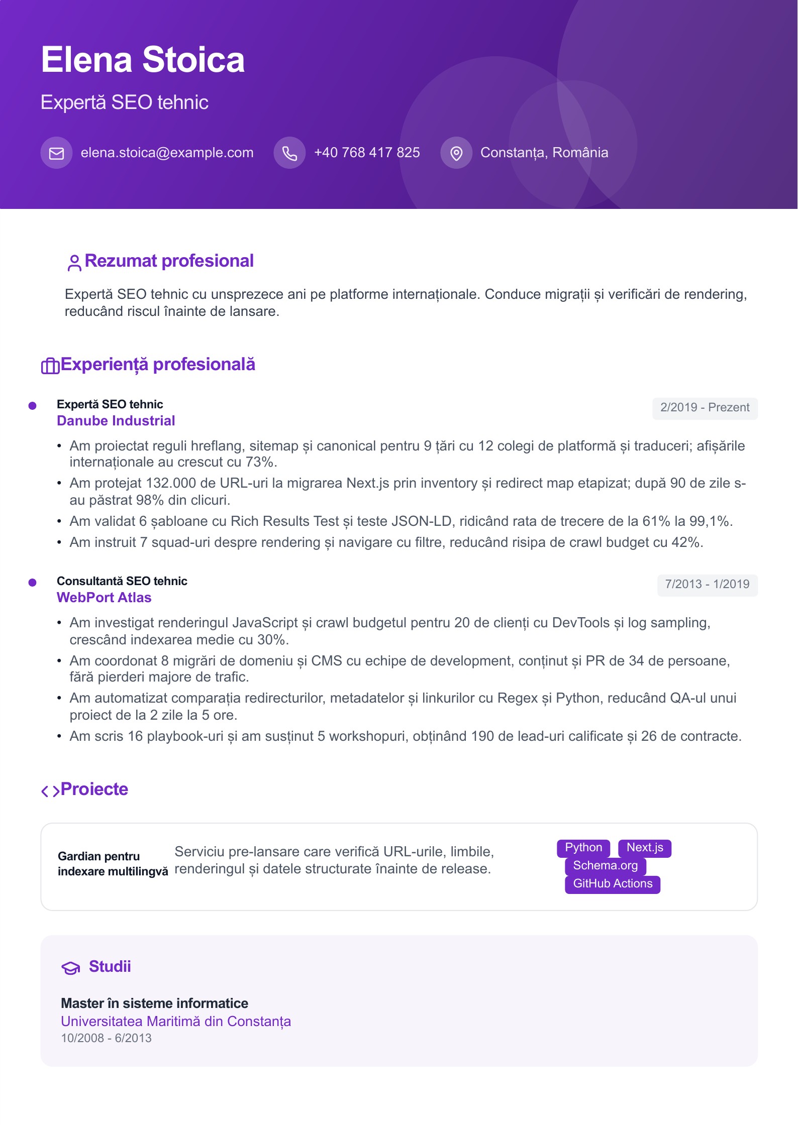 Expert SEO - exemplu românesc