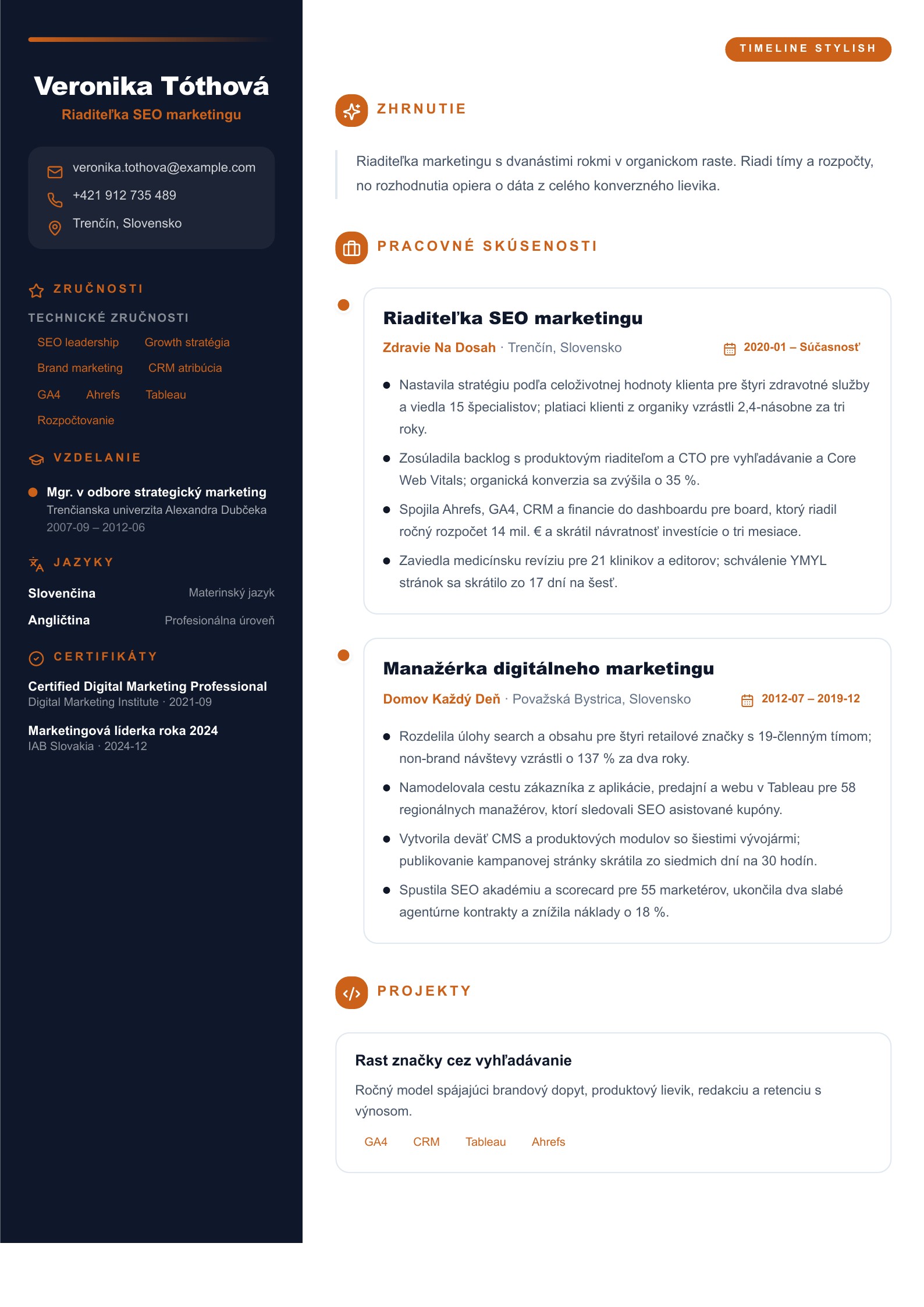 Riaditeľ SEO marketingu - slovenský príklad